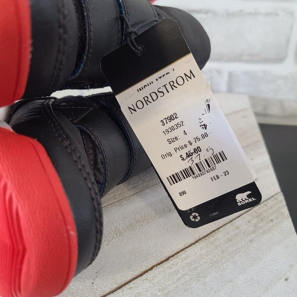 Sorel Whitney Strap Children's Boots Sz 4 Red and Black Micro Fleece Lined NWT - Picture 7 of 8